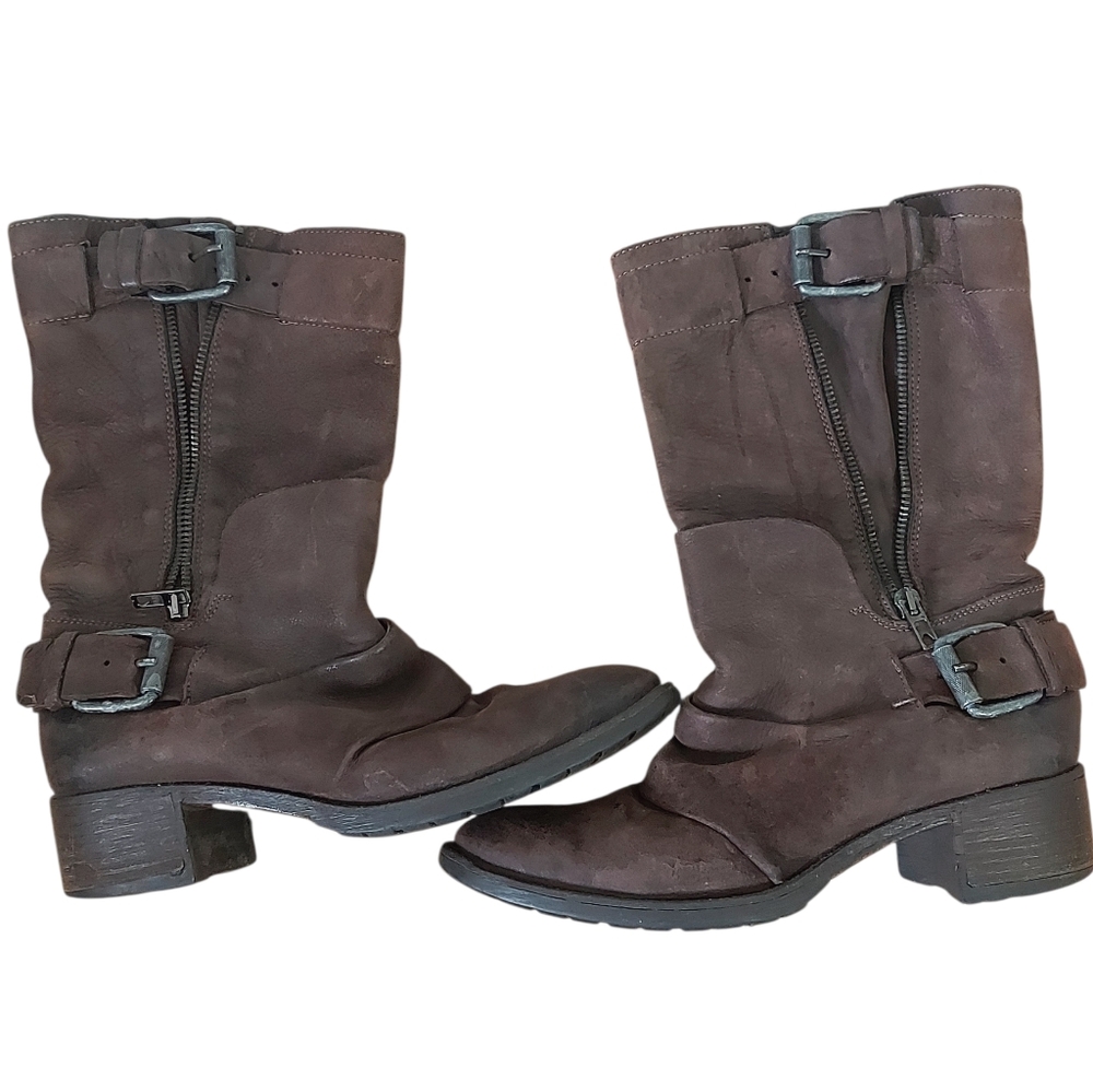 Vera Wang Lavender Women Buckle Motocycle Harness Boots Size 8 M Brown Mid-calf - Picture 6 of 16